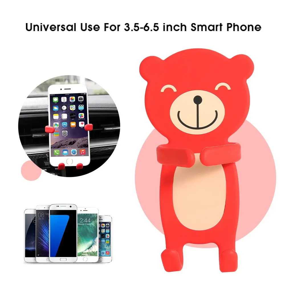 Cute Cartoon Phone Holder For Samsung Mobile Stand for 3.5 to 6.5 inch Car Air Vent Mount iPhone #1 | Мобильные телефоны и