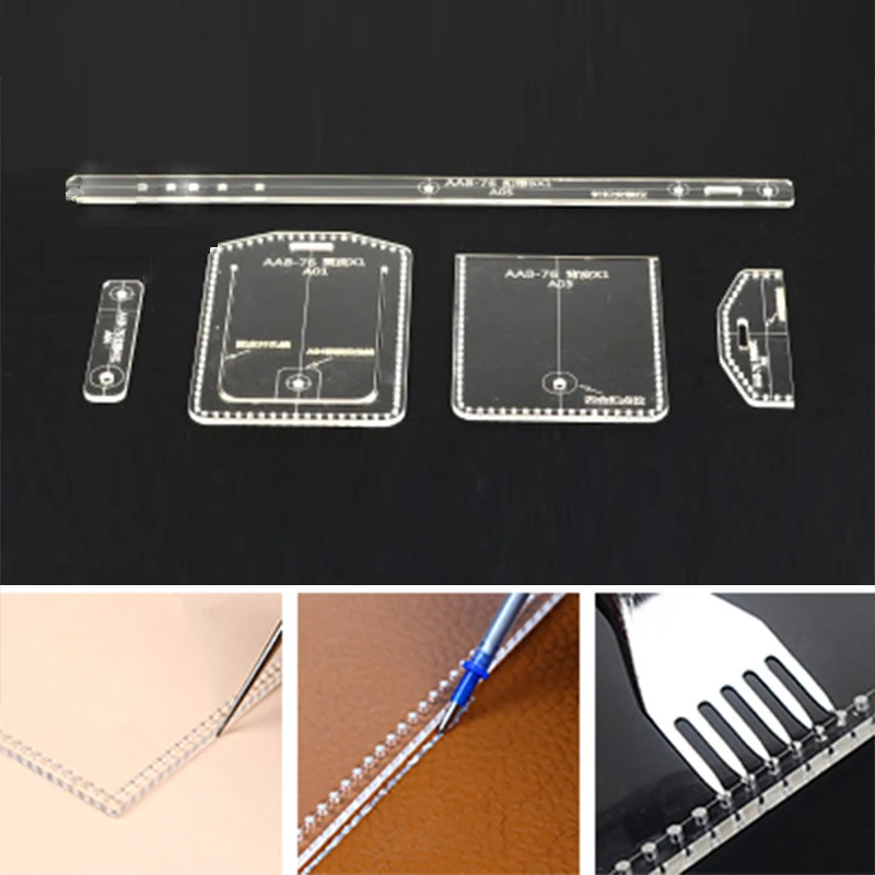 Кожа рукоделие акрил держатель для карт с ремешком узор трафареты Комплект