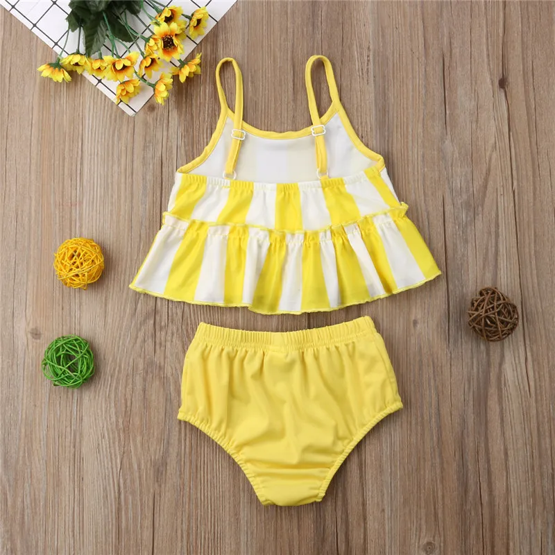 Kids Baby Girls Swimming Tankini Bikini Set Stripe Crop Tops Shorts Swimwear Beach Swimsuit Two-Piece Bathing Suits | Спорт и