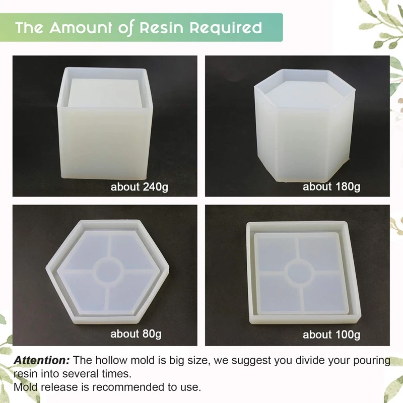 

Large Resin Molds Epoxy Resin Molds, Large Pen Holder Silicone Molds 2Pcs, Hexagon And Square Silicone Molds For Resin Coaster