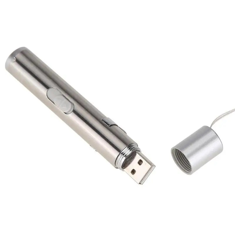 2 в 1 лазерная указка USB перезаряжаемая Красная белая светодиодная мини лампа для