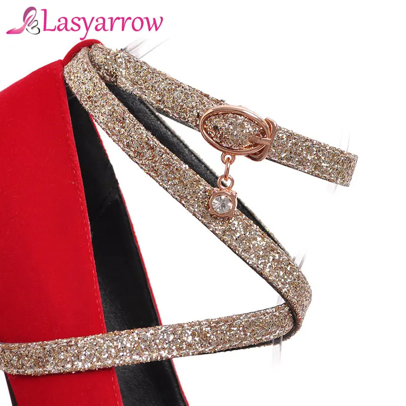 Lasyarrow/женские свадебные туфли на высоком каблуке женские платформе с блестками и