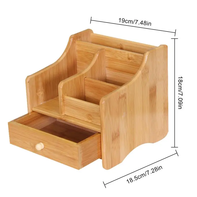 Бамбуковый Настольный органайзер с выдвижным ящиком 3 отсека держатель для