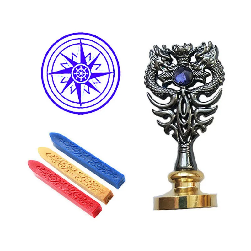 Набор для печати воском на заказ с компасом металлической ручкой дракона в