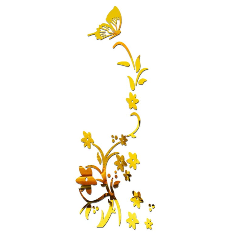 Цветок бабочка искусство зеркало наклейка на стену акриловая Muralfor детская