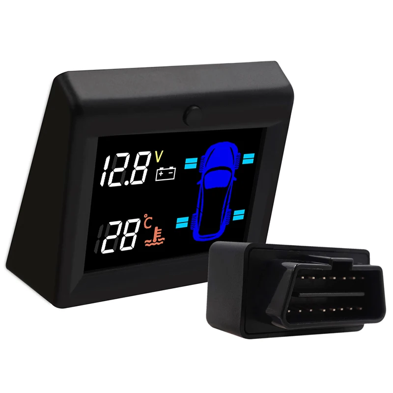 Obd Tpms Car Tire Pressure Monitoring System 3Inch Lcd Display Sensor For V w Toyota Suv Temperature Warnin | Автомобили и