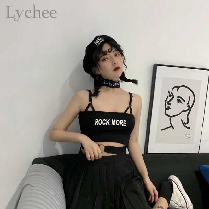 Lychee сексуальное женское кольцо с буквенным принтом укороченный топ открытыми