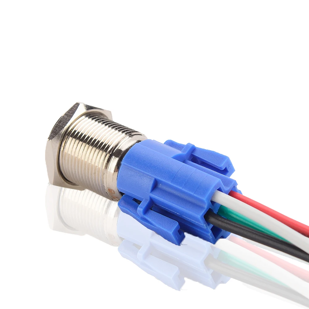 HS 16 мм 12 в автомобильный синий светодиодный металлическая кнопка тумблер разъем