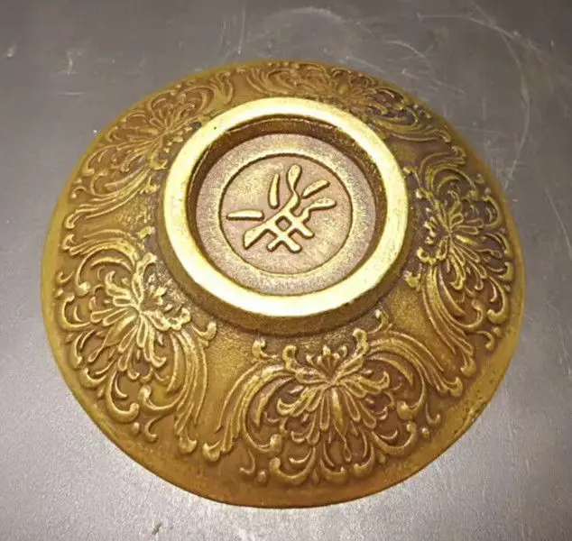 Chinese Old Brass Handmade Carved dragon and phoenix dish | Дом и сад