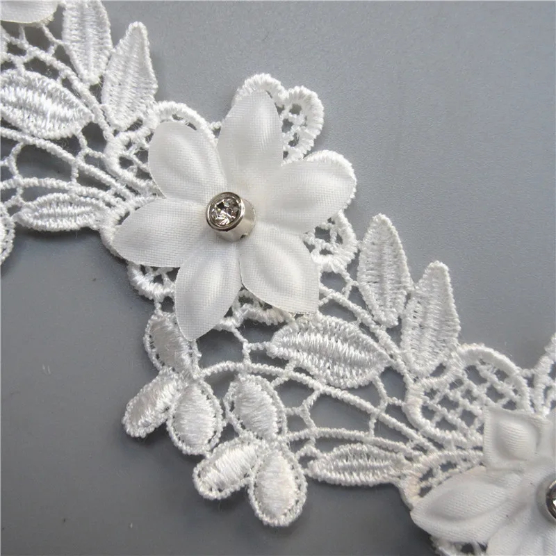 12X белые Алмазные цветы кружевная отделка по краям вышитая лента швейные