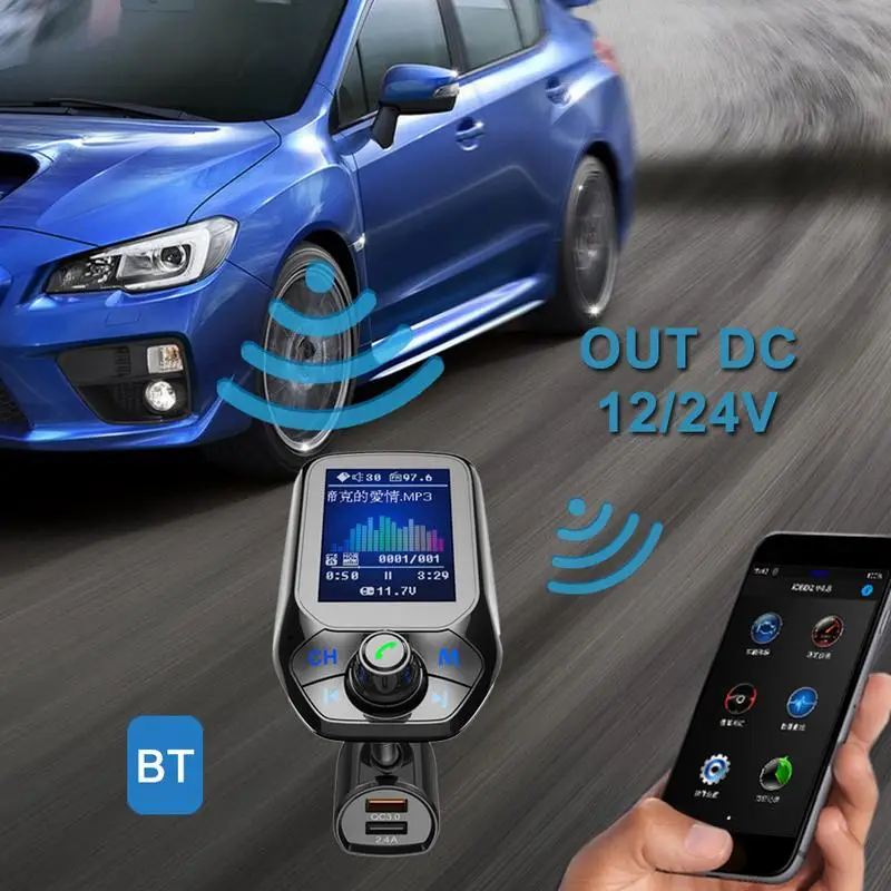 Двойное USB быстрое автомобильное зарядное устройство с QC3.0 T43 Bluetooth fm-передатчик