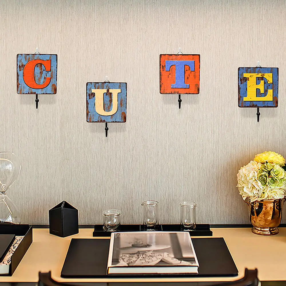 2pcs Creative Coffee Shop Hook Clothing Home Decoration Retro 26 English Alphabet Wall | Дом и сад