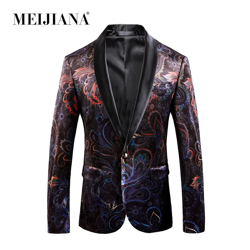 

Dragon Performance Suit Casual Spring Men Male Autumn Button Fit Slim MEIJIANA Jackets Style 2018 One Arrival Blazer Print New