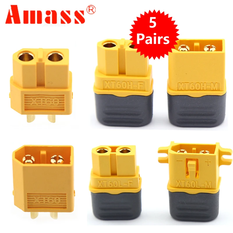 AMASS10pcs XT60 XT60H XT60L штекерные гнездовые разъемы для батареи RC Lipo (5 пар) печатных плат