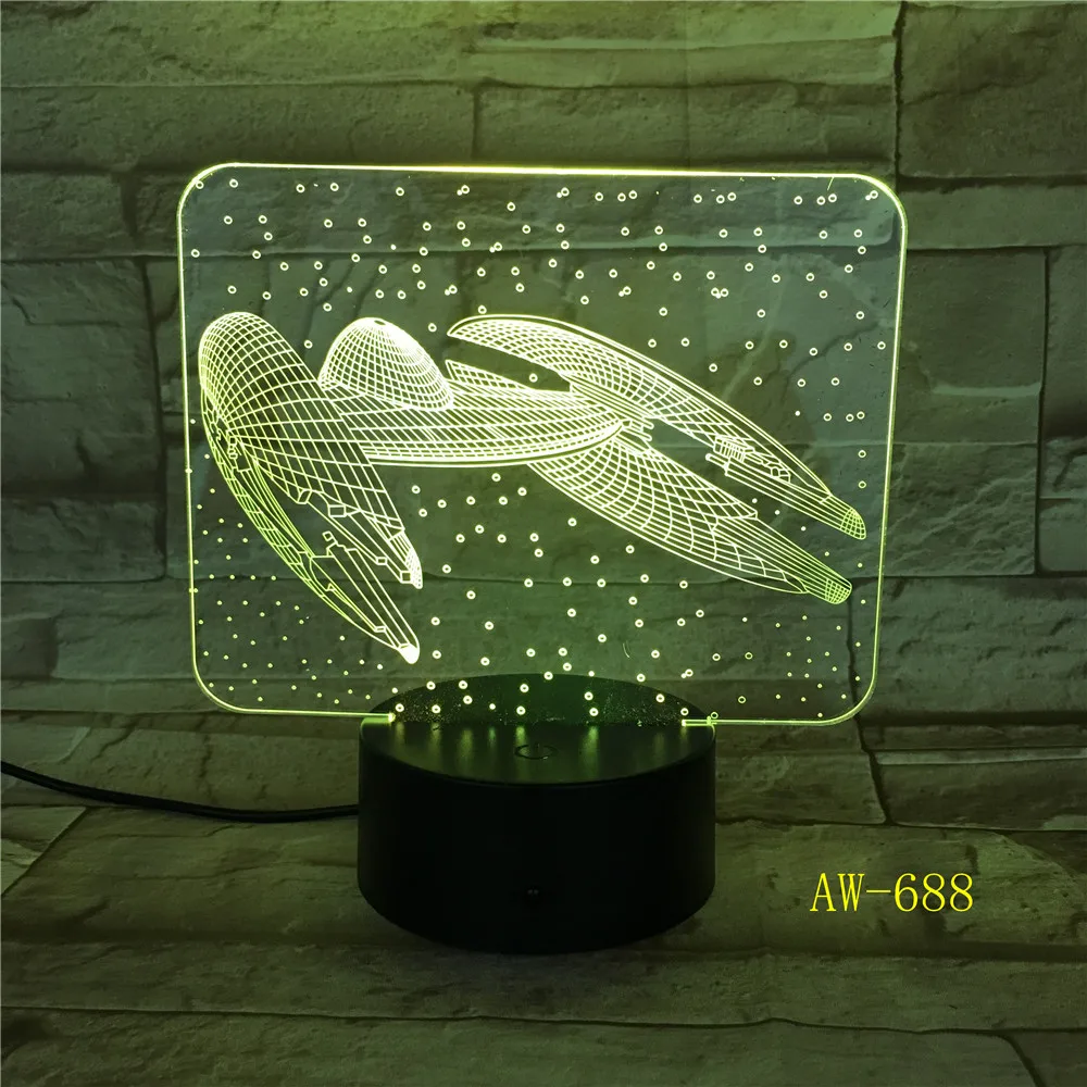 7 Colors Change 3D Vision Airplane Modelling Led Aircraft Night Light Desk Lamp Decor Usb Sleep Lighting Fixtures Gifts AW-688 | Лампы и