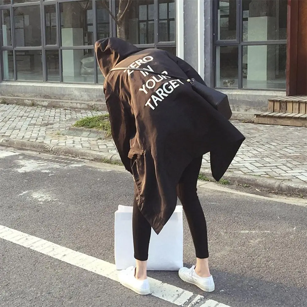 

Korean Fashion England Style Spring Autumn Loose Type Jacket Outwear Letter Printed Long Style Female Jacket Coat With Zipper 37