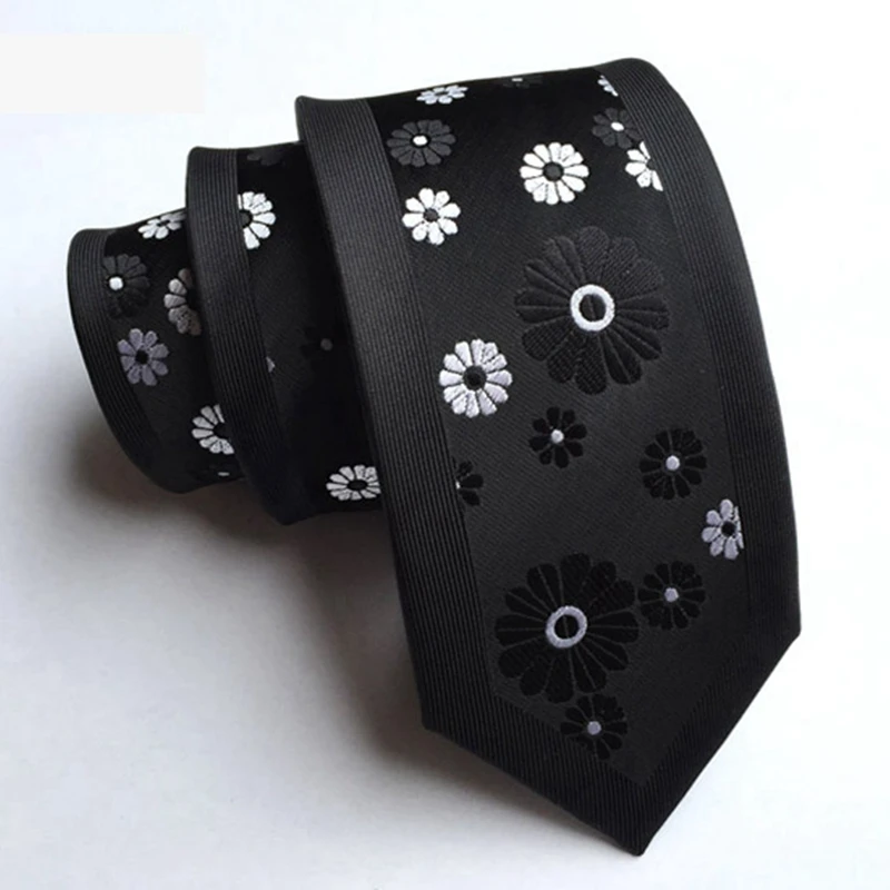 

2018 New Flower Pattern Polyester Men Neck Tie for Business Party Wedding 6cm