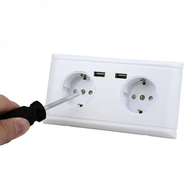 Европейская вилка многофункциональная настенная розетка с двойным usb портом для
