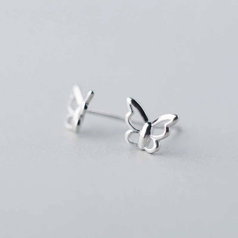 Factory Price 100% 925 Sterling Silver Fashion Concise Hollow Butterfly Stud Earring Fine Jewelry for Female | Украшения и