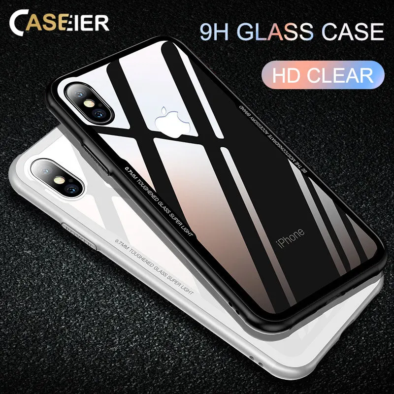 CASEIER чехол для телефона iPhone X 7 8 XR XS Чехлы MAX закаленное стекло полная защита 6 6s Plus