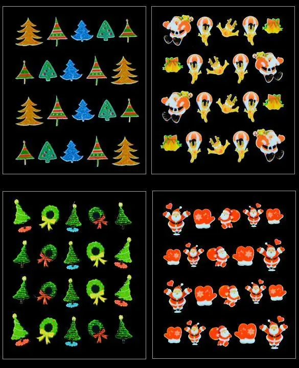 12 Санта дизайн наклейки снежинки деревья листы искусство рождественские 3D