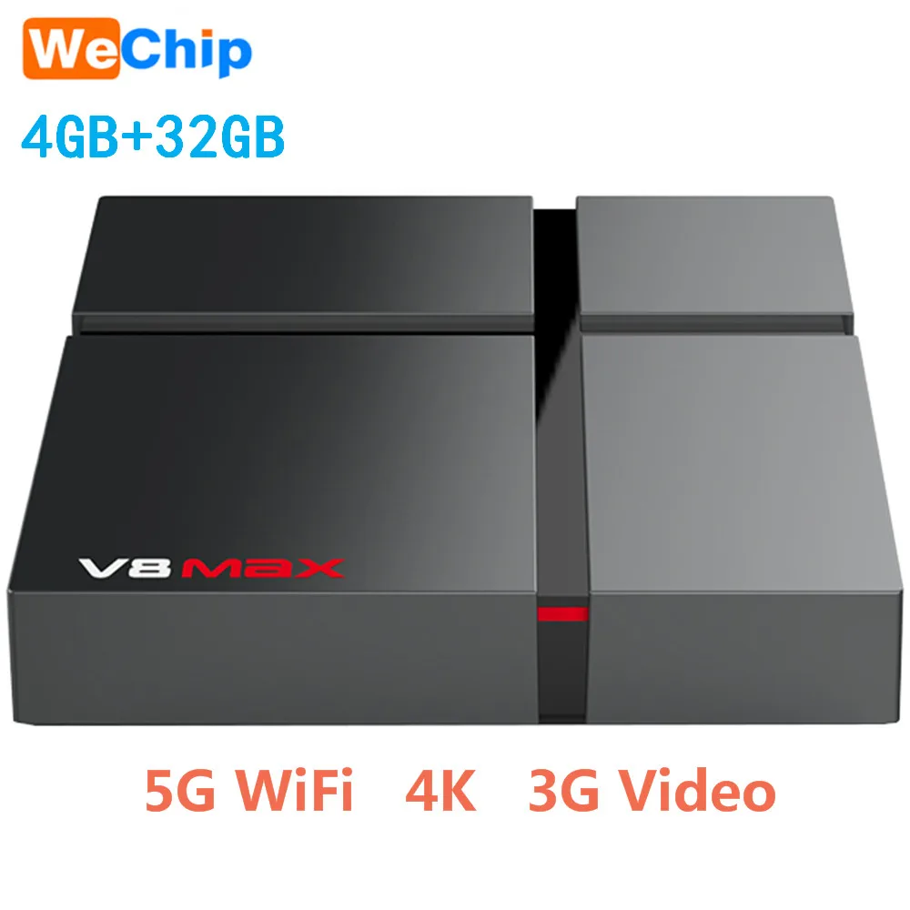 Wechip V8 MAX Android 8 1 ТВ коробка 3D игры видео 4 K HD 2 4G + 5G Wi Fi Amlogic S905X2 Поддержка H.265 Bluetooth USB3.0