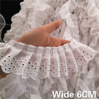 6cm wide white 3d cotton folded lace embroidered neckline collar applique ribbon ruffle trim dresses guipure diy sewing supplies