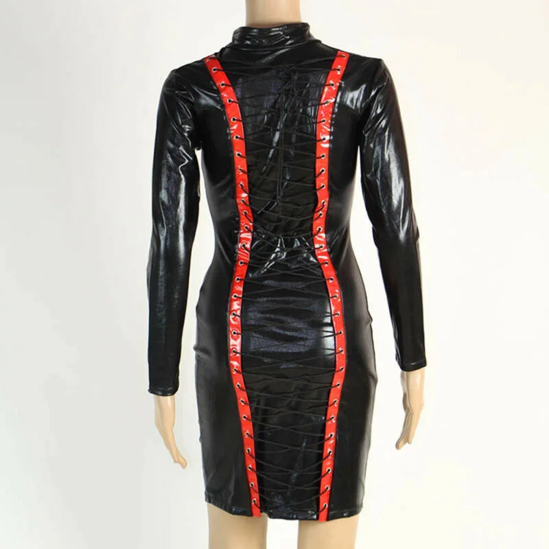 Женское платье сексуальное облегающее с длинным рукавом на молнии Клубная