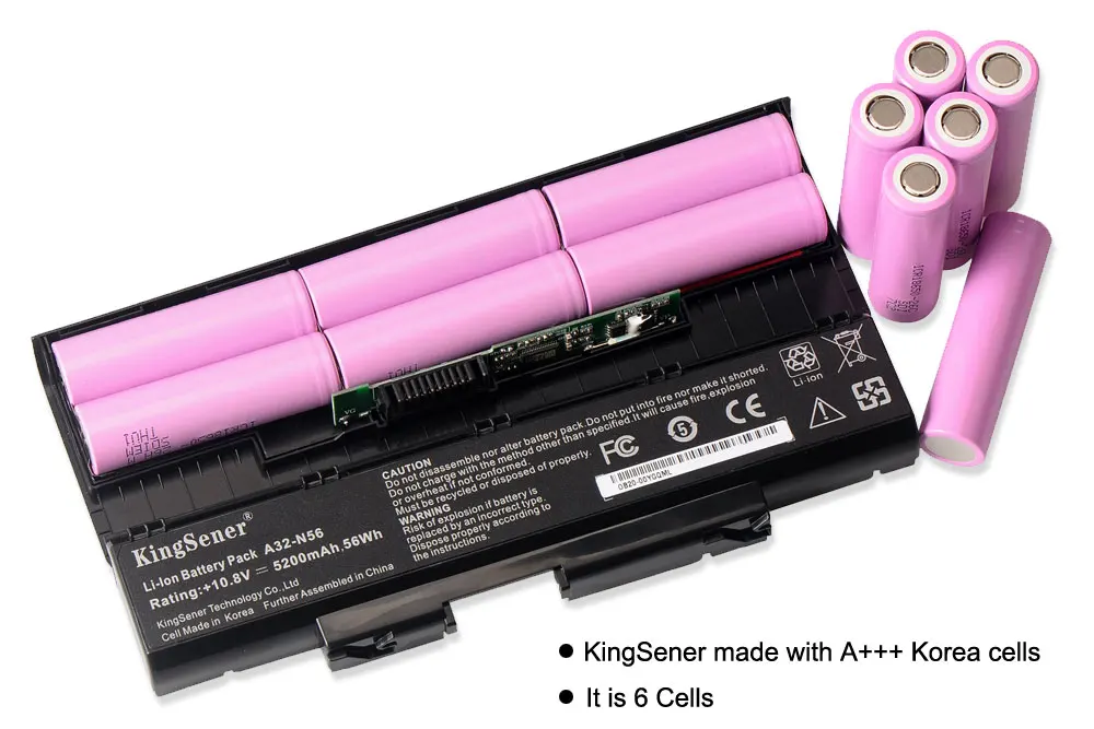 KingSener A32-N56 Аккумулятор для ноутбука ASUS B53V B53A F45A F45U R500N R500VD F55 N56D N56DY N56J N56JK N56VM N56VV N56VZ N56VB