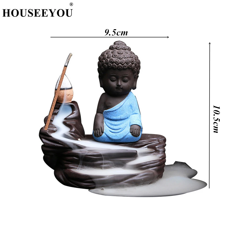 Милая маленькая курильница с обратным потоком Будды для дома офиса чайного дзен