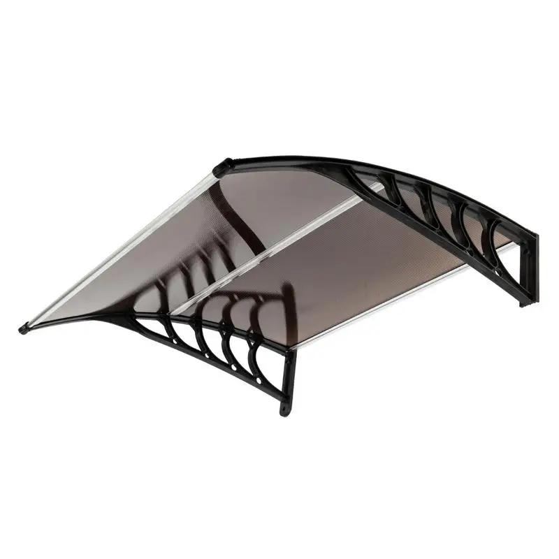 

100 X100 Household Application Door Window Rain Cover Eaves Polycarbonate Cover Canopy Rain Awning Brown Board Black Holder