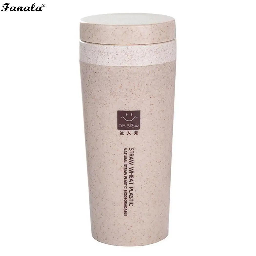 300mL Solid Wheat Straw Thermos Cup Water Bottle With 0-6 Hours School Office Travel Outdoor etc Rope | Дом и сад