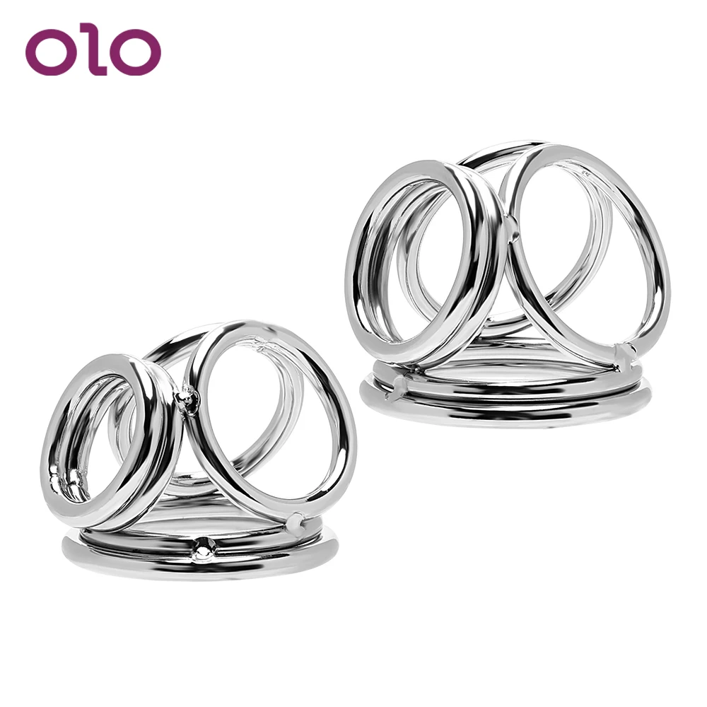 

OLO Four Cock Cages Penis Rings Stainless Steel Cock Rings Sex Toys for Men Male Delay Ejaculation Male Chastity Device