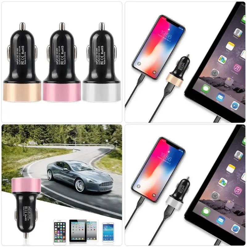 2018 новый двойной Переходник USB для зарядки в машине 2.1A цифровой светодиодный