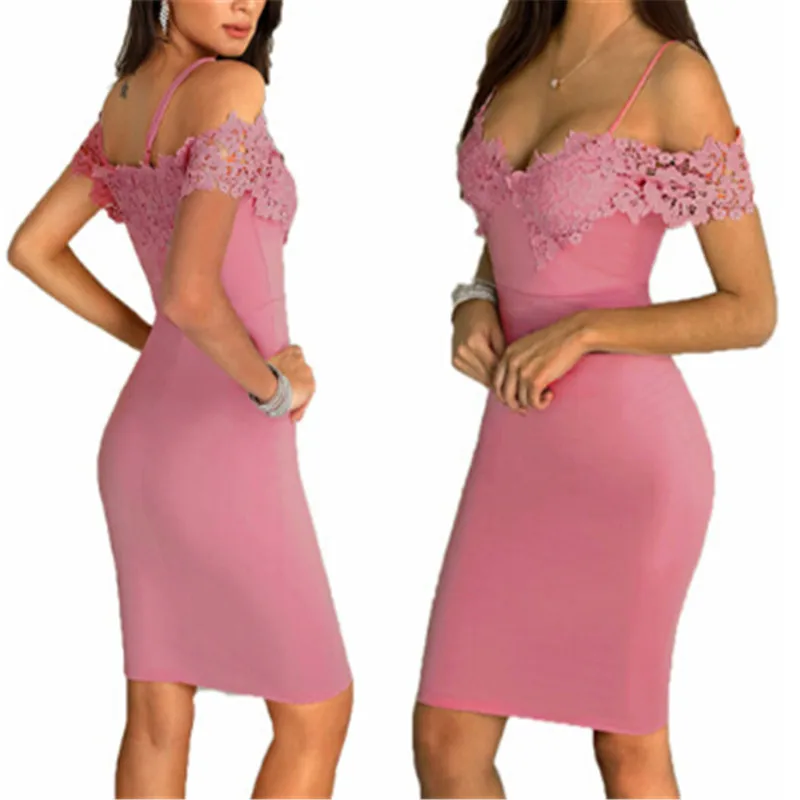 Пикантные новинки для женщин Сплошной короткий рукав Bodycon Тонкий Лето