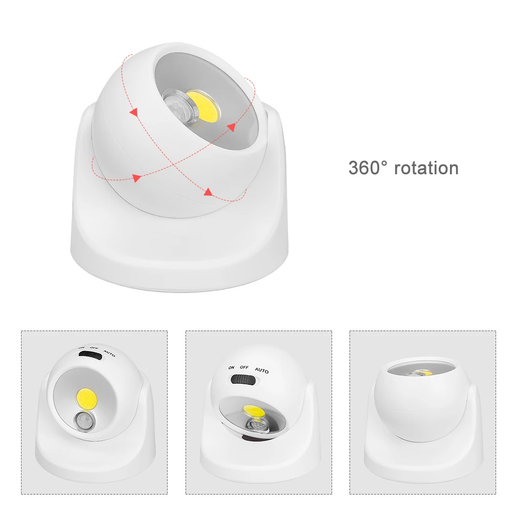 COB LED PIR датчик движения ночник для передней двери Кабинета лестницы на батарейках