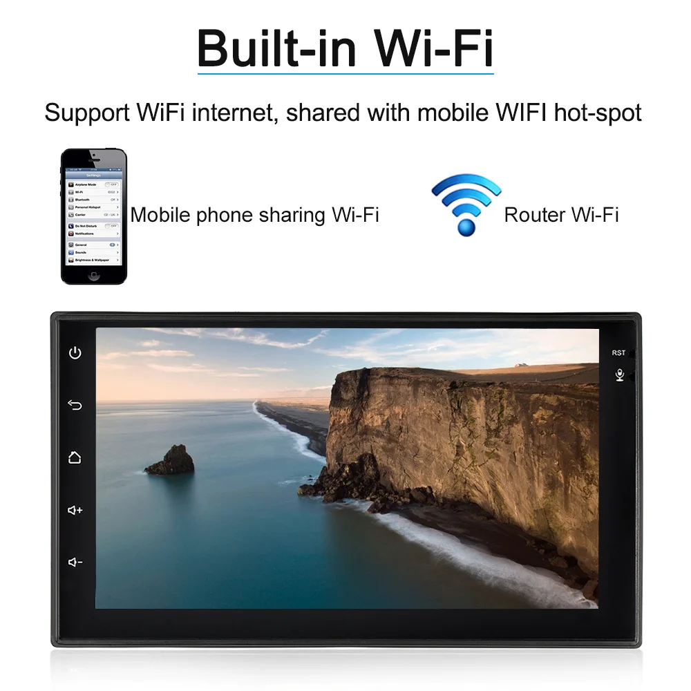 Автомагнитола с GPS Навигатором мультимедийный плеер Bluetooth Wi Fi AM/FM 7 &quotSmart 2Din Android 6 0