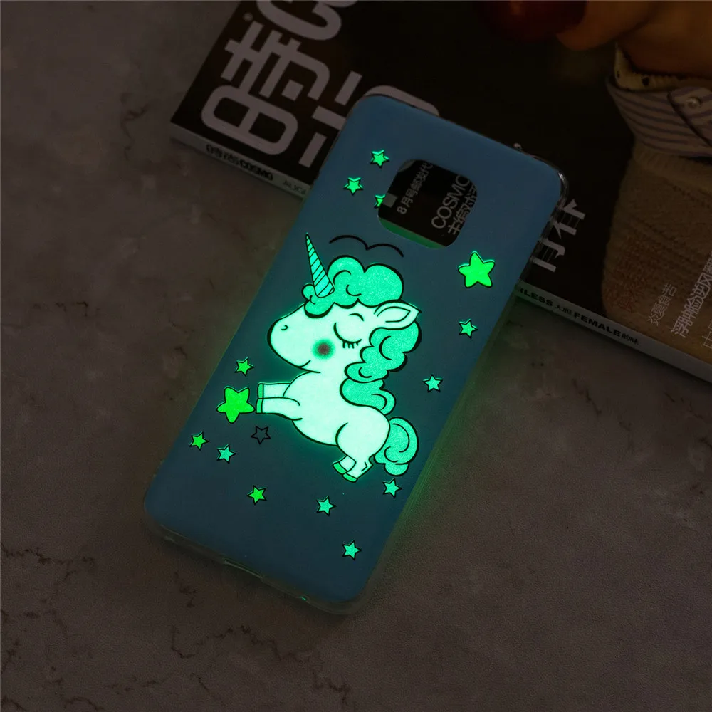 For Huawei Mate 20 Pro Case Luminous Cute Cartoon Unicorn Flower Glow in the Dark Soft TPU Silicone | Мобильные телефоны и