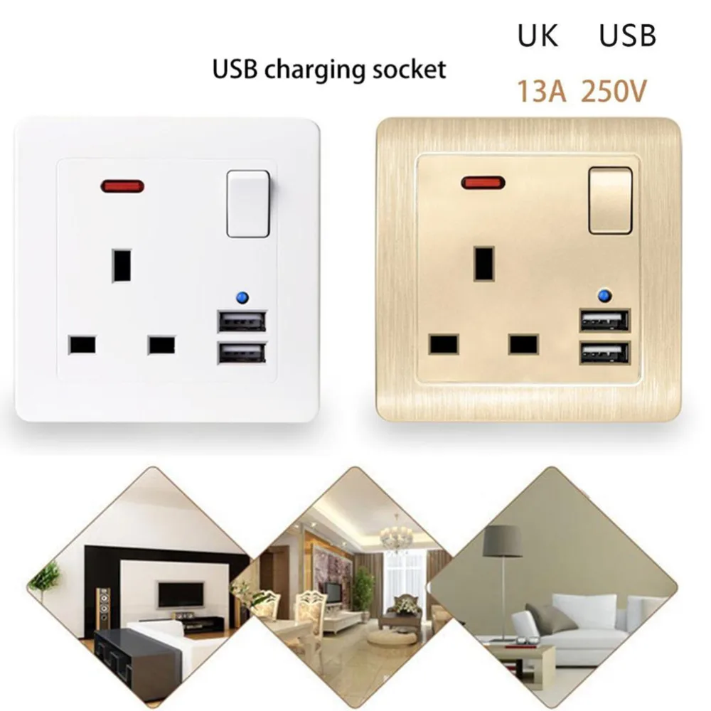 Лучший двойной 2.1A Порты USB стены Зарядное устройство 13A UK Стандартный