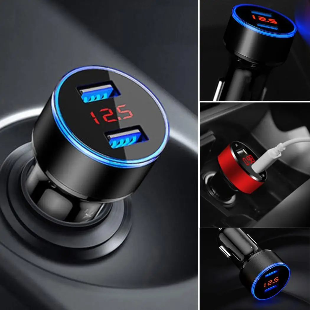 12-24V 3.1A USB Автомобильное зарядное устройство LED дисплей двойной быстрая зарядка