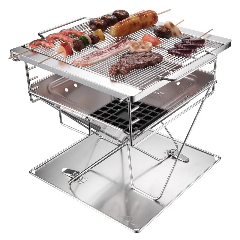 

Outdoor Supplies Burning Fire Barbecue Grills MT-045 Stainless Steel Folding Grill BBQ Oven Burning Fire Station