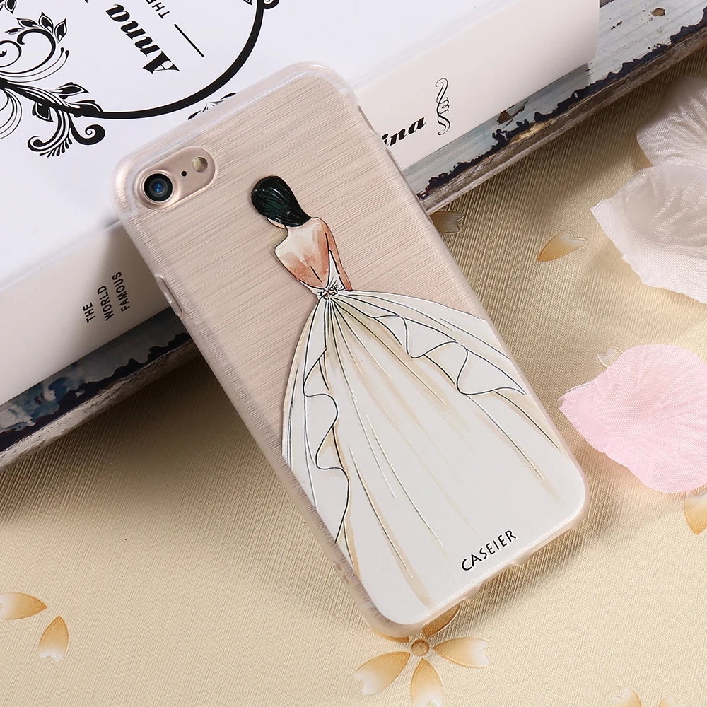 CASEIER Beauty Girly Ultra-thin Phone Case For iPhone X 8 7 Plus Cover Soft TPU Silicone Funda Capinha Coque | Мобильные телефоны и
