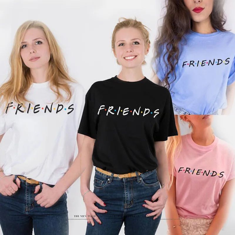Женские футболки с надписью FRIENDS повседневные забавные свободные Harajuku коротким