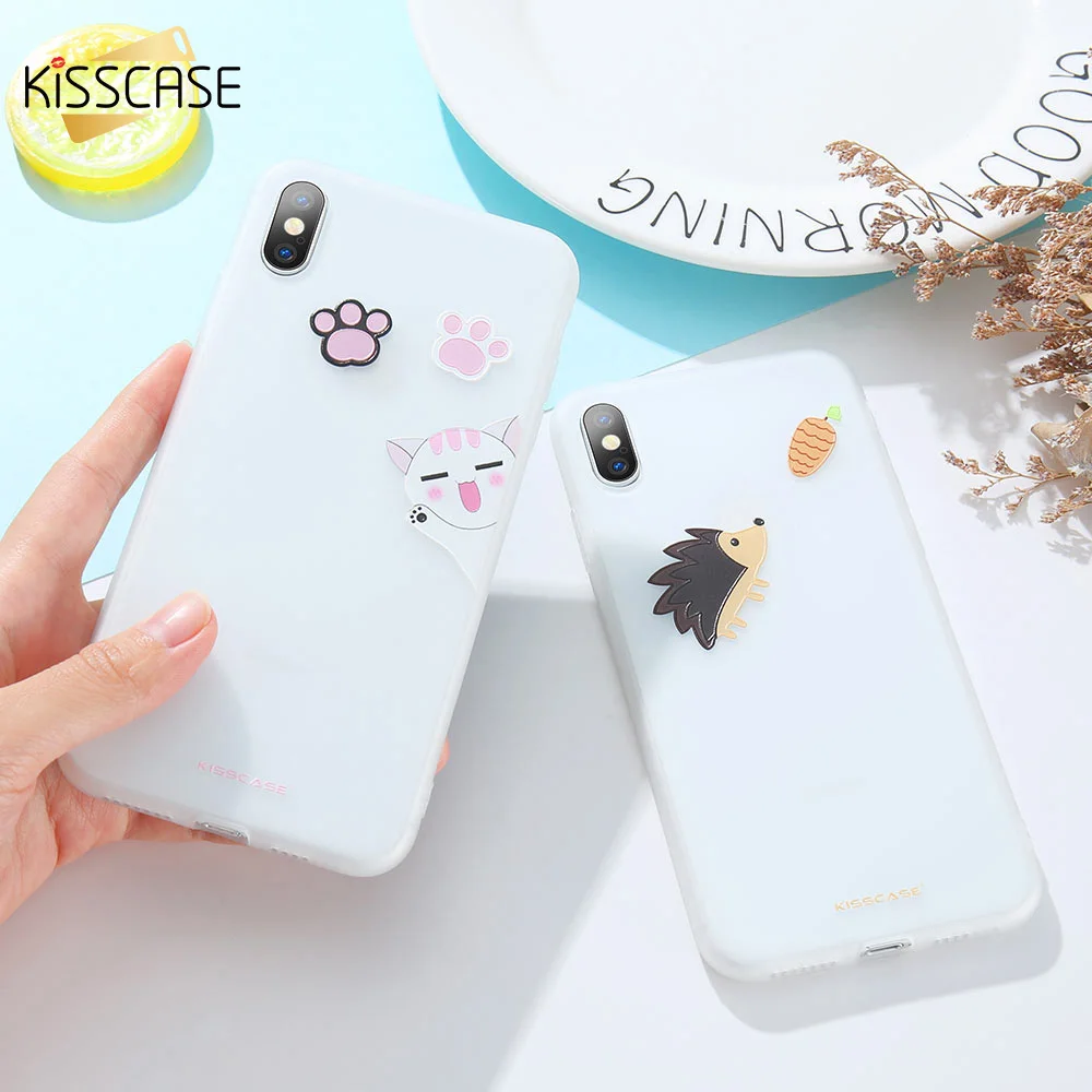 KISSCASE Cute Cartoon Phone Case For iPhone 7 8 Plus XS MAX XR Cat Pattern Soft Silicone Cover X 6 6S 5 SE |