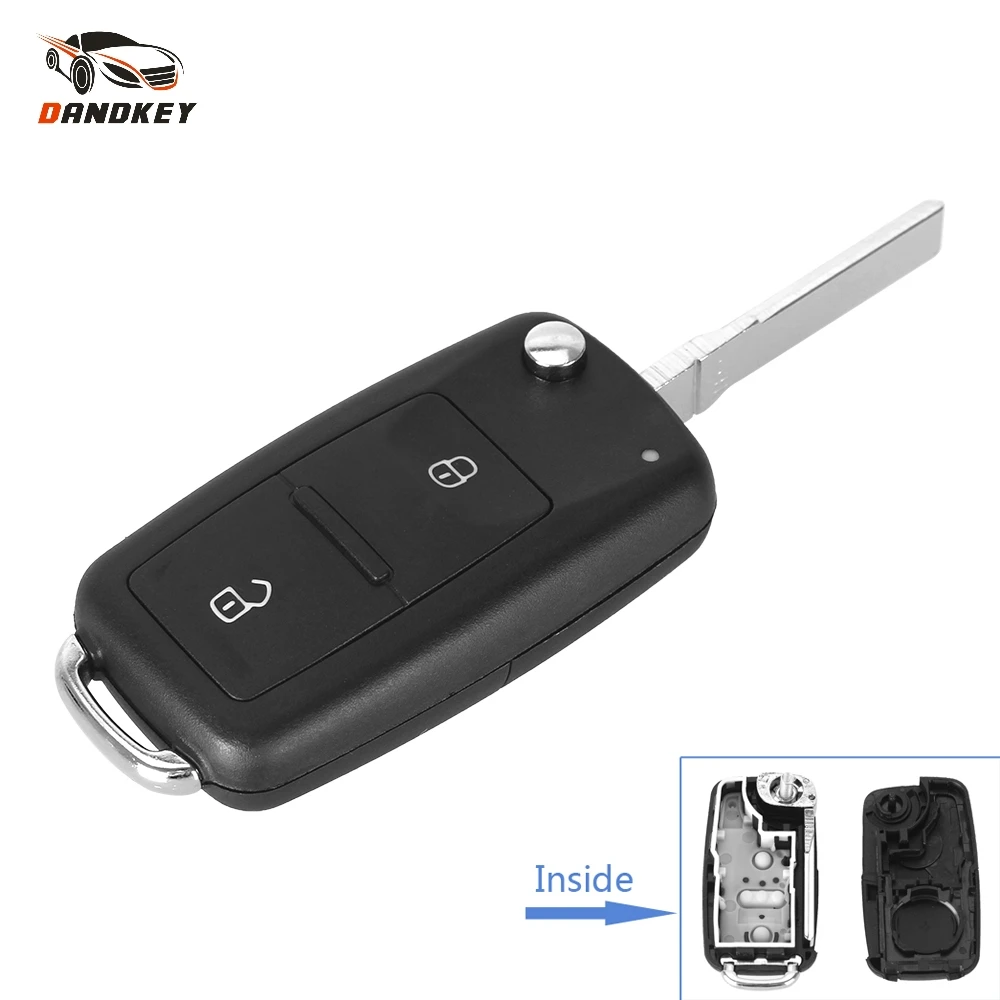 Dandkey NEW 2 Button Uncut Folding Flip Remote Key Replacement Case FOB Shell For Vw VOLKSWAGEN Transporter T5 Polo G|shell replacement|shell case