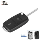 Dandkey NEW 2 Button Uncut Folding Flip Remote Key Replacement Case FOB Shell For Vw VOLKSWAGEN Transporter T5 Polo G