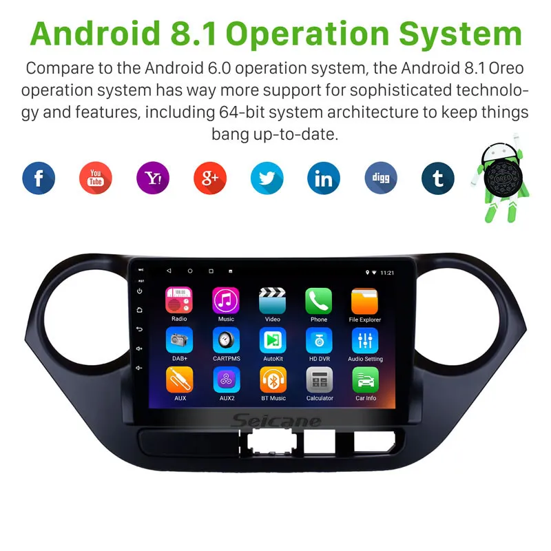 Seicane 9 &quot2Din Android 6 0/7 1/8 1 автомобильное аудио радио для HYUNDAI I10 LHD 2013 2014 2015 2016 GPS Navi