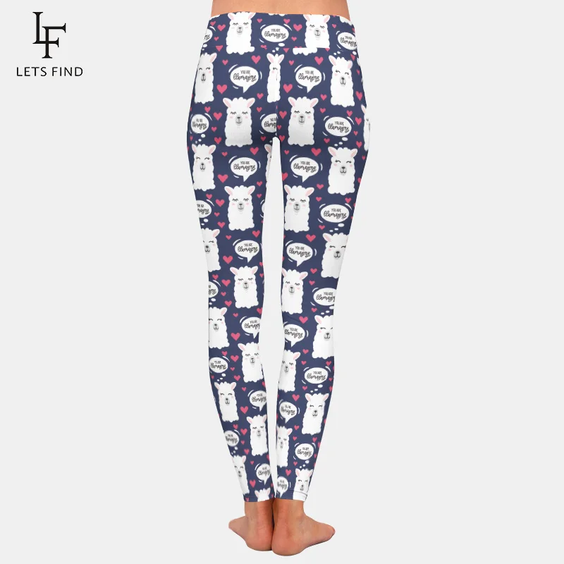2019 Sheep and Heart Shape Kawaii Digital Print Women Legging 220gsm Milk Silk High Elastic Casual Fitness Legging Workout Pant