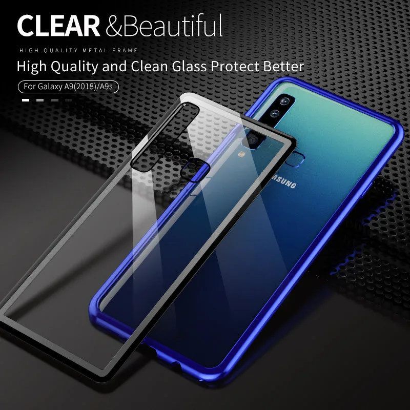 Для samsung A9 2018 A920 металлический бампер рамка с закаленного Стекло для задней