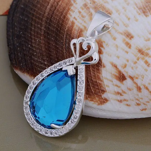 An769 Hot 925 Sterling Silver Necklace Fashion Jewelry Pendant Blue Stone /hfhapwoa Bjtakbaa | Украшения и аксессуары